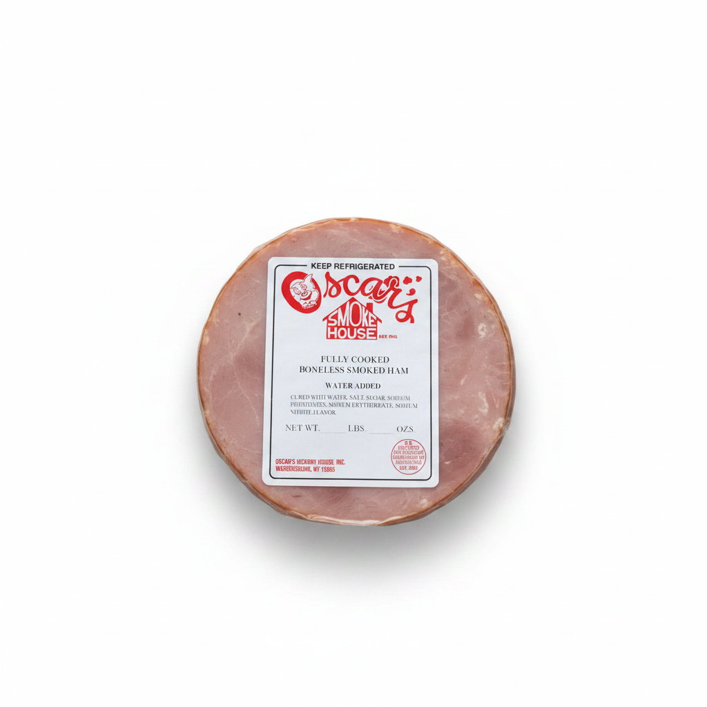 Boneless Hickory Smoked Ham Steak - White Background