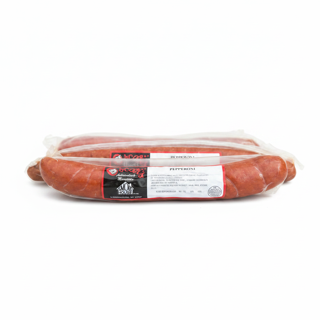 Smoked Pepperoni White Background