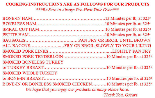 Cooking Instructions for Meat