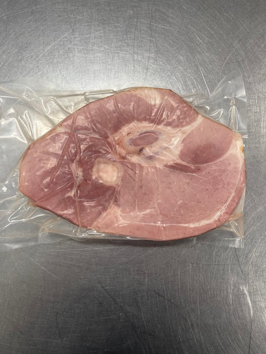 (1) 3/4″ to 1″ Bone In Hickory Smoked Ham Steak