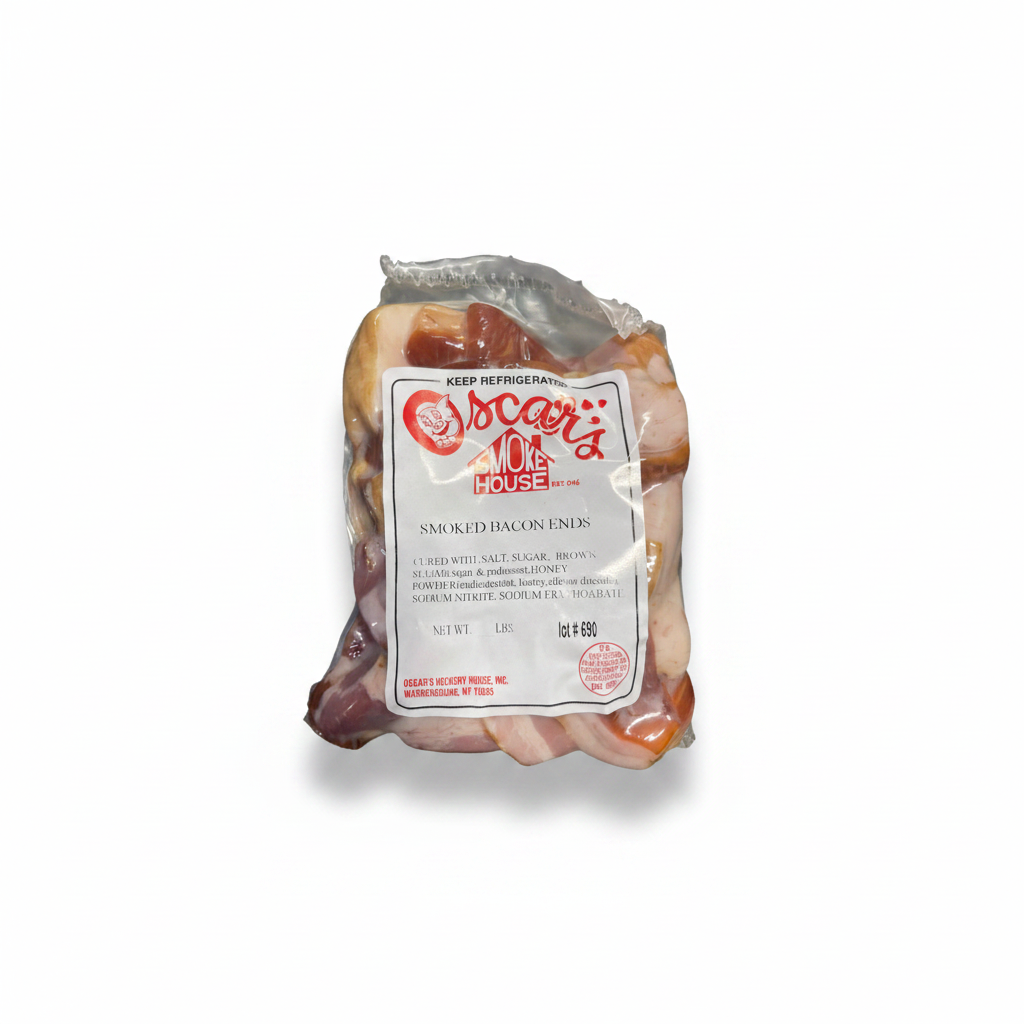 Hickory Smoked Bacon Ends & Pieces - White Background